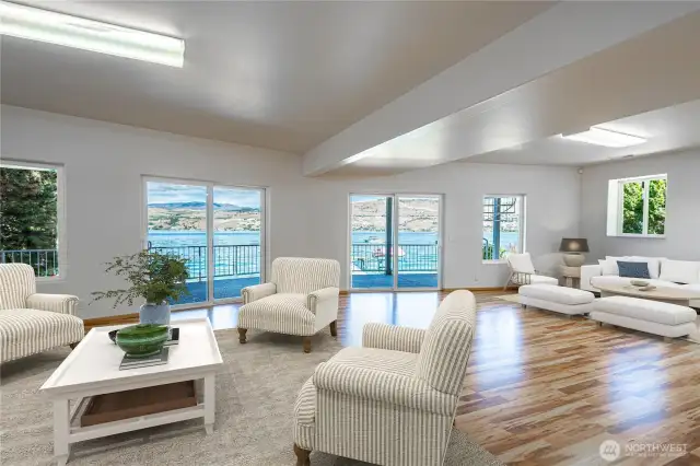 Completely finished Lower level with   sliders open to large patio area  Virtually staged