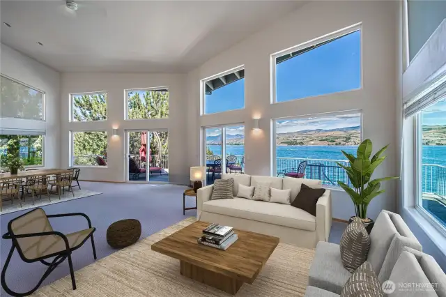 Up and down lake views from every room  Virtually staged