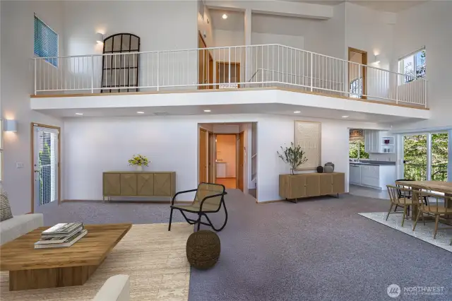 Vaulted Ceilings in main living area  Virtually staged