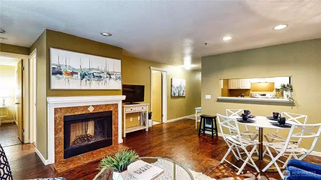 Wood burning fireplace