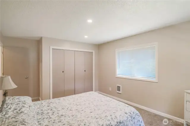 Comfortable and bright bedroom with generous closet space.