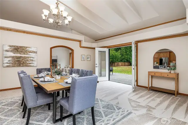 Extra-wide French doors make entertaining outside a breeze! These are also helpful for moving furniture in/out.