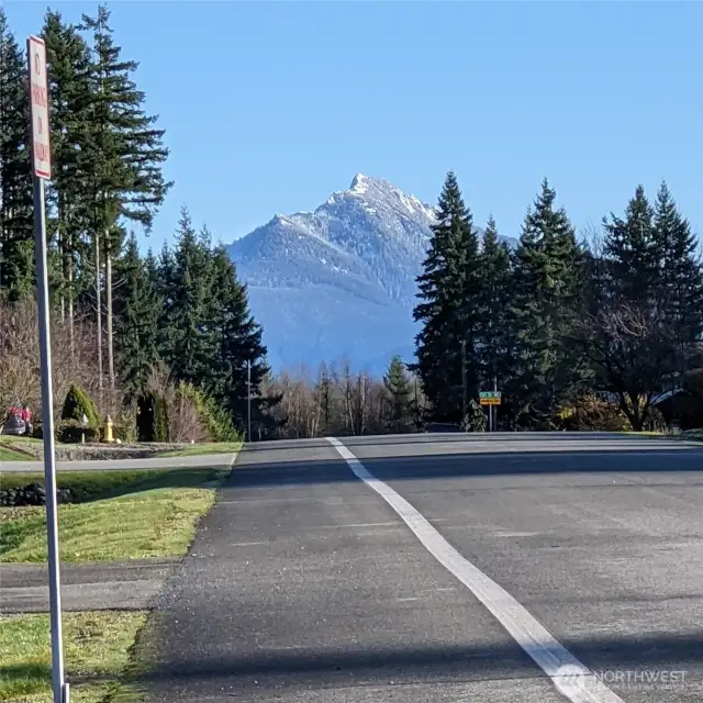 View of the Cascade Mountains from across the street. Stunning!
