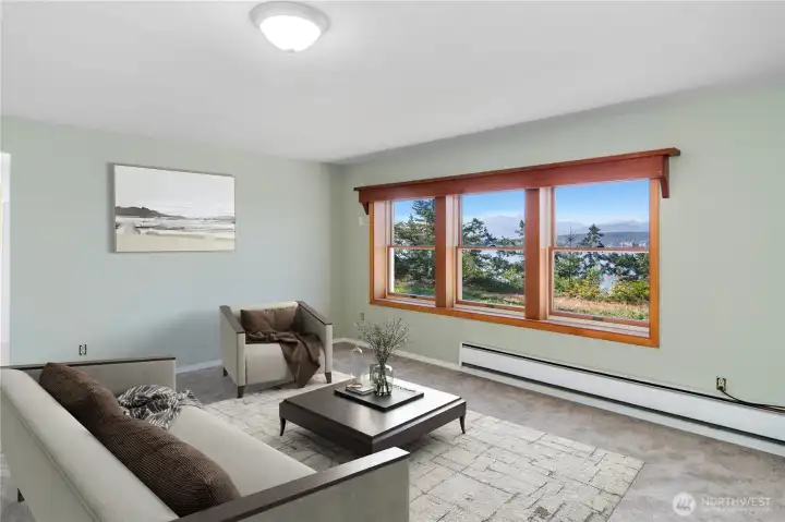 Lower level family room or could be used as a living room for multi-generational living or guest quarters.