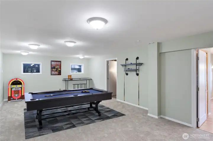 The kitchen is through the first door on the right.