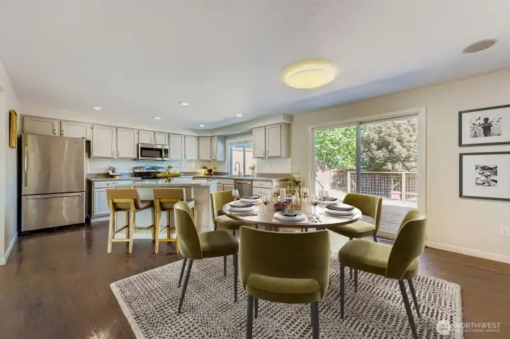 A informal eating area may also be found in kitchen space.