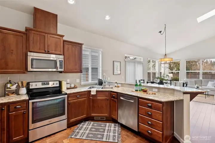 Smart kitchen layout - plenty of cabinet storage along with a pantry.