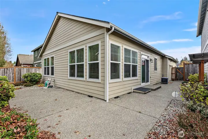 Backyard is mostly hardscape and is owner maintained.