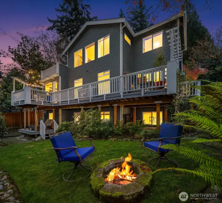 Enjoy sunsets with this west facing back yard and on clear days views of the Olympics