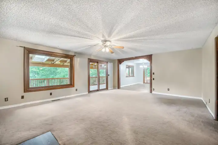 Living room looking from the brick wall without virtual staging. Living room looking from the brick wall without virtual staging.