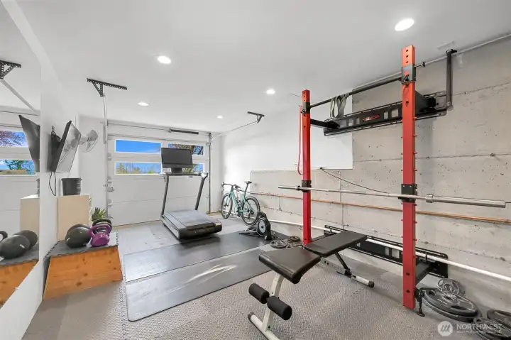 Lower level garage/gym