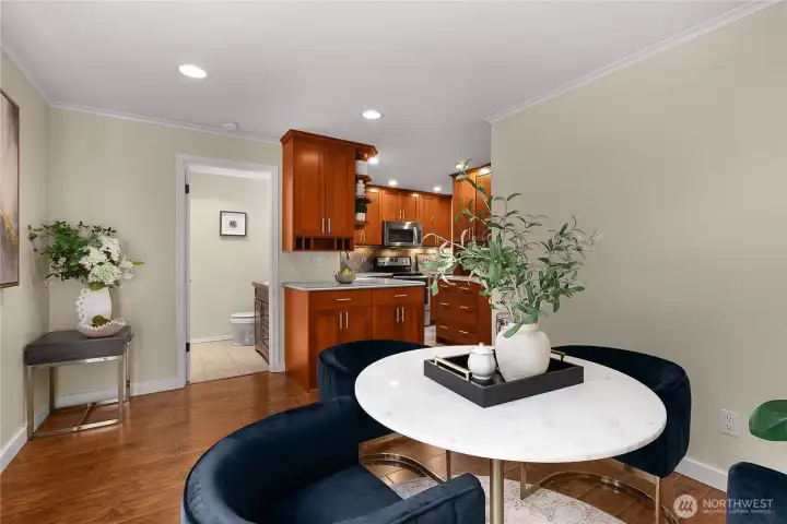 Additional view of the breakfast nook, offering seamless access to the updated kitchen and powder room