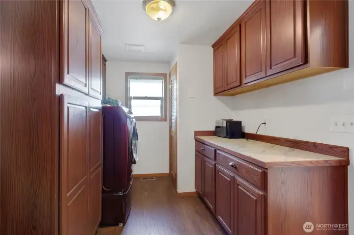 Laundry room with abundant storage