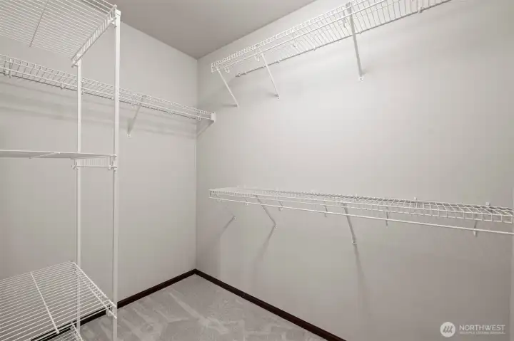 It's time to go shopping! Large primary suite walk-in closet.