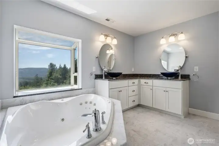 garden window, dumb waiter that goes to all levels