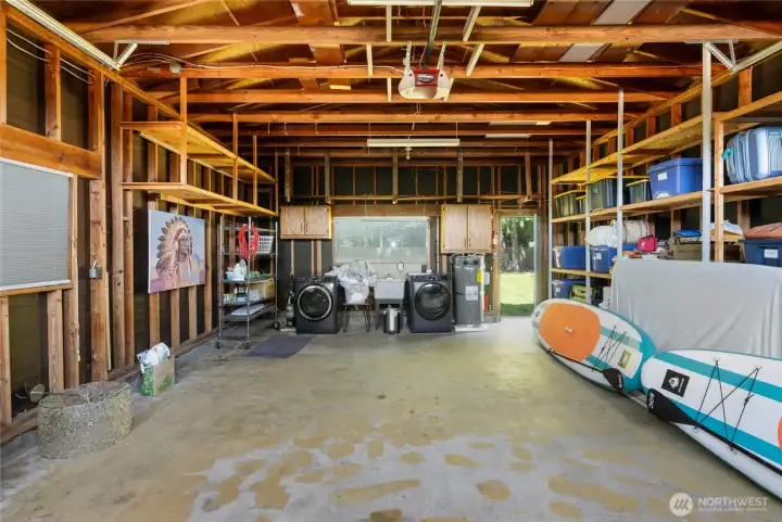 Inside garage with washer dryer Inside garage with washer dryer