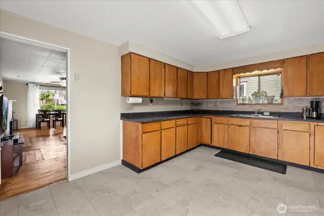 Kitchen view to living area