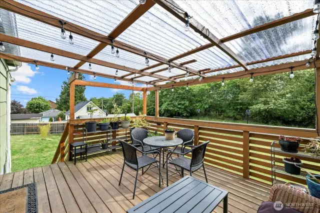 Great porch out back overlooking yard and peek a boo view.
