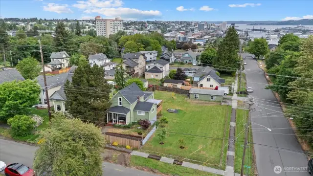 Aerial view showing lot size. Don't miss the whole yard!