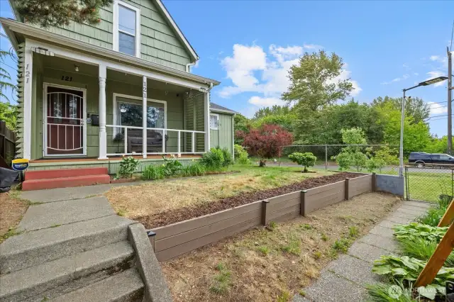 Inviting front porch to sit and have morning coffee.