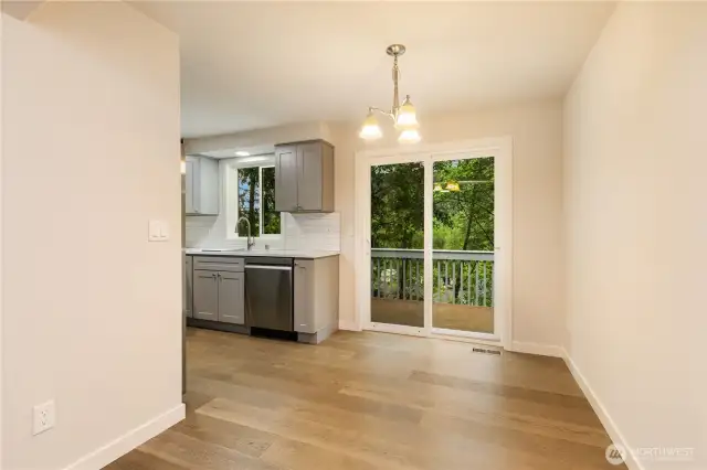 Dining Room with Sliding Door to back deck