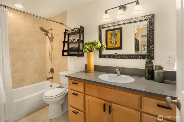 Beautiful bathroom with plenty of storage and premium fixtures