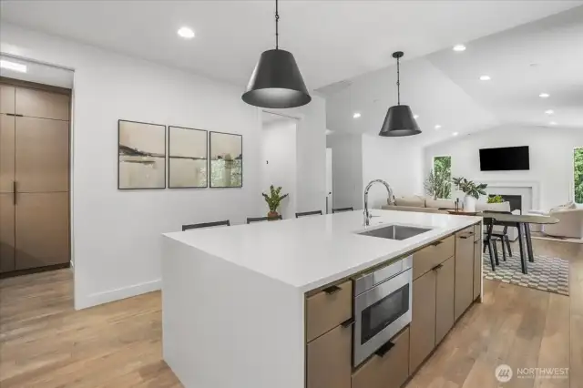 Built in dishwasher & hidden microwave for a modern sleek aesthetic