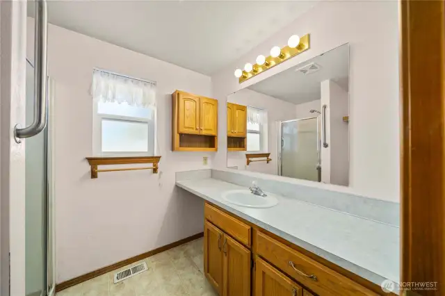 One of the two bathrooms.