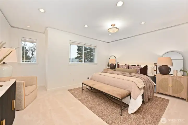 The main house has the classic floor plan of 3 bedrooms and 2 bathrooms upstairs.