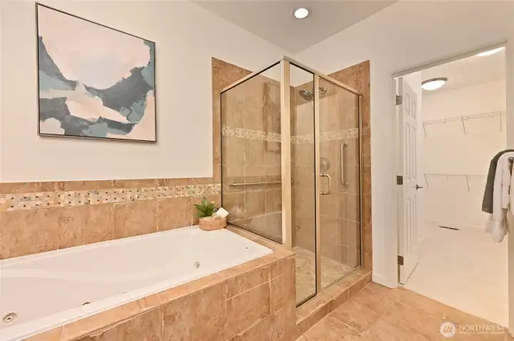 Plus separate tub and shower with walk-in closet.