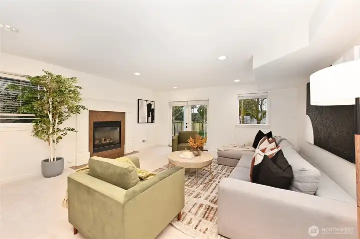 With a gas fireplace.