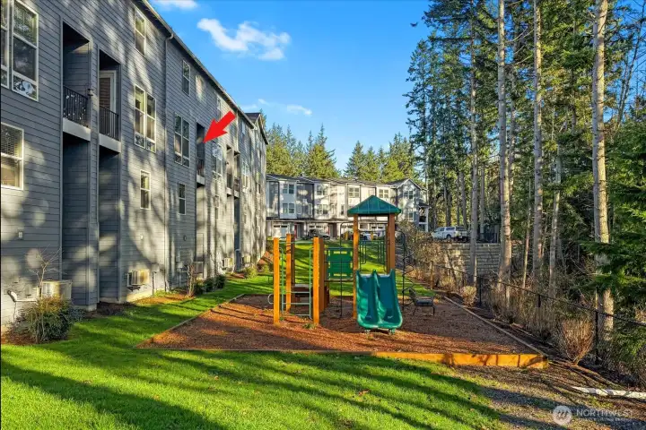 Community playground behind your home!