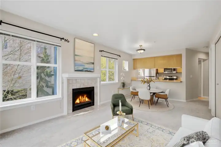 Living Room with Fire Place