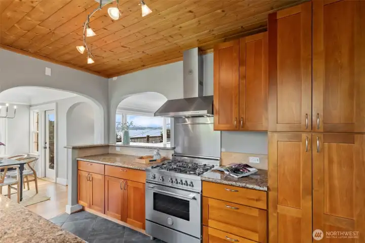 Views of Mt. Rainier through the kitchen pass-through are hard to ignore