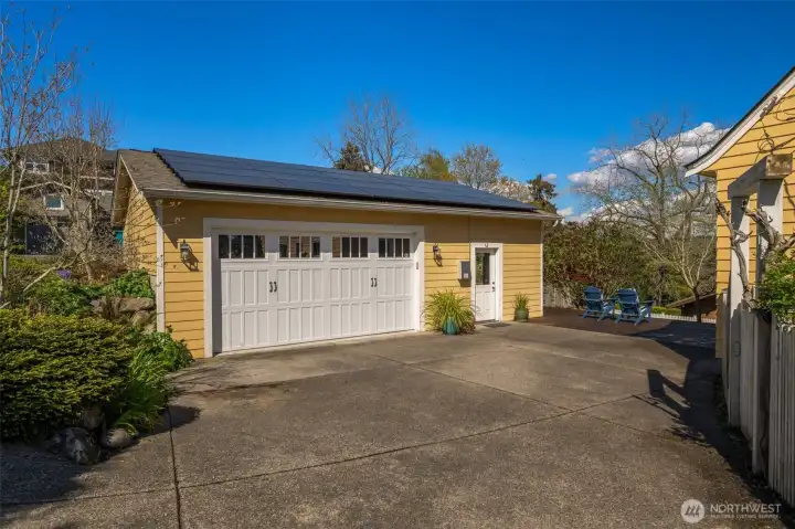 Garage hosts 20 solar panels that offset close to 50% of utility bill