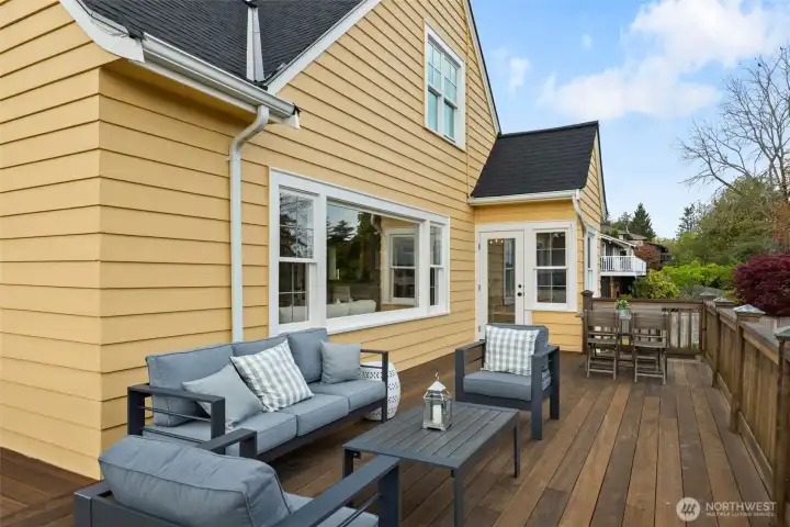 Main floor deck is 519 sqft of mahogany wood