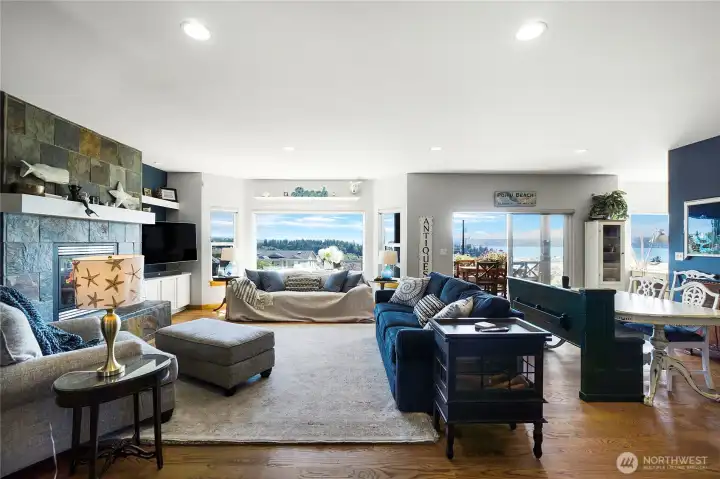 Living room with massive windows to enjoy the view and natrual light in every room.
