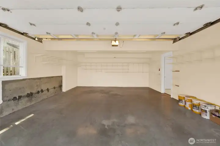 Garage with polished concrete floor