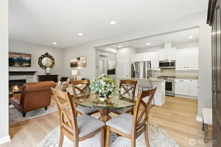Open-concept living and dining areas. Open-concept living and dining areas.