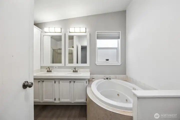 5 piece master bathroom w/jetted soaking tub.