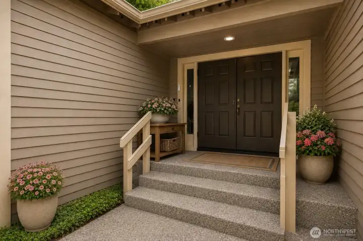 Virtually staged front entry Virtually staged front entry