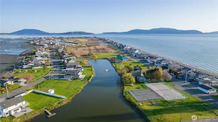 Positioned near the water with surrounding mountain and bay views throughout the area.