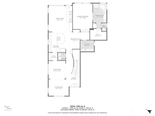 Floorplan with estimated room measurements for your convenience.