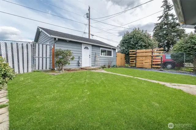 Fully fenced back yard and income potential ADU or MIL