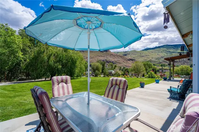 Enjoy spacious patio area for bbq's and outdoor dining