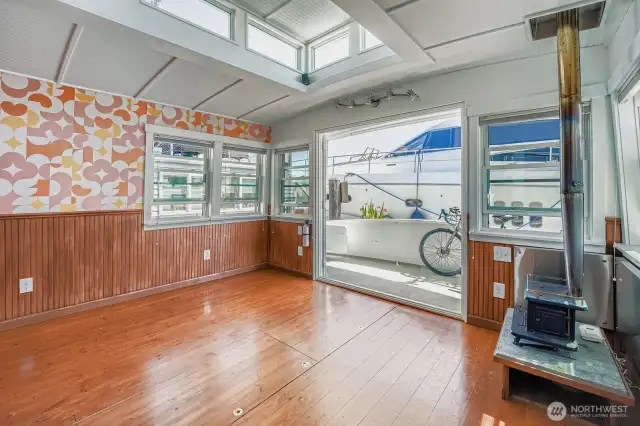 Love the french door entry and LOOK UP to see the open ceiliing...