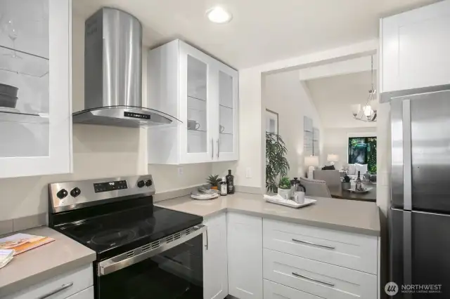 The coffee bar pass-through to the dining room adds a charming touch.