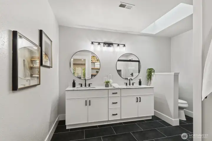 Primary en suite tile floors and completely updated