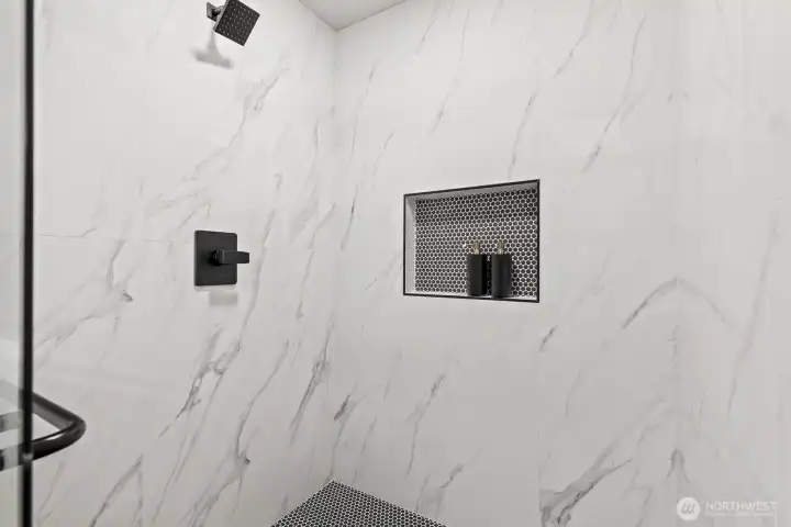 Custom tile work in the primary shower