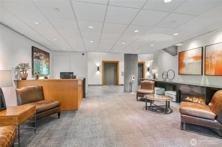 Entrance with security concierge